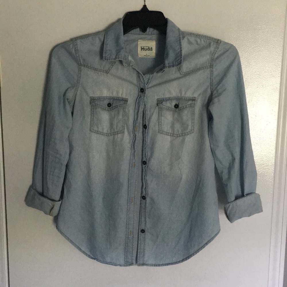 Soft denim button-down shirt